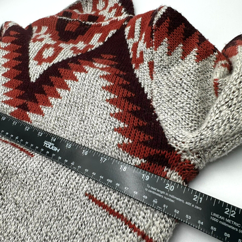 QUINN Women's Medium Open Front Cardigan Sweater Beige Orange Southwestern Aztec - Picture 7 of 9
